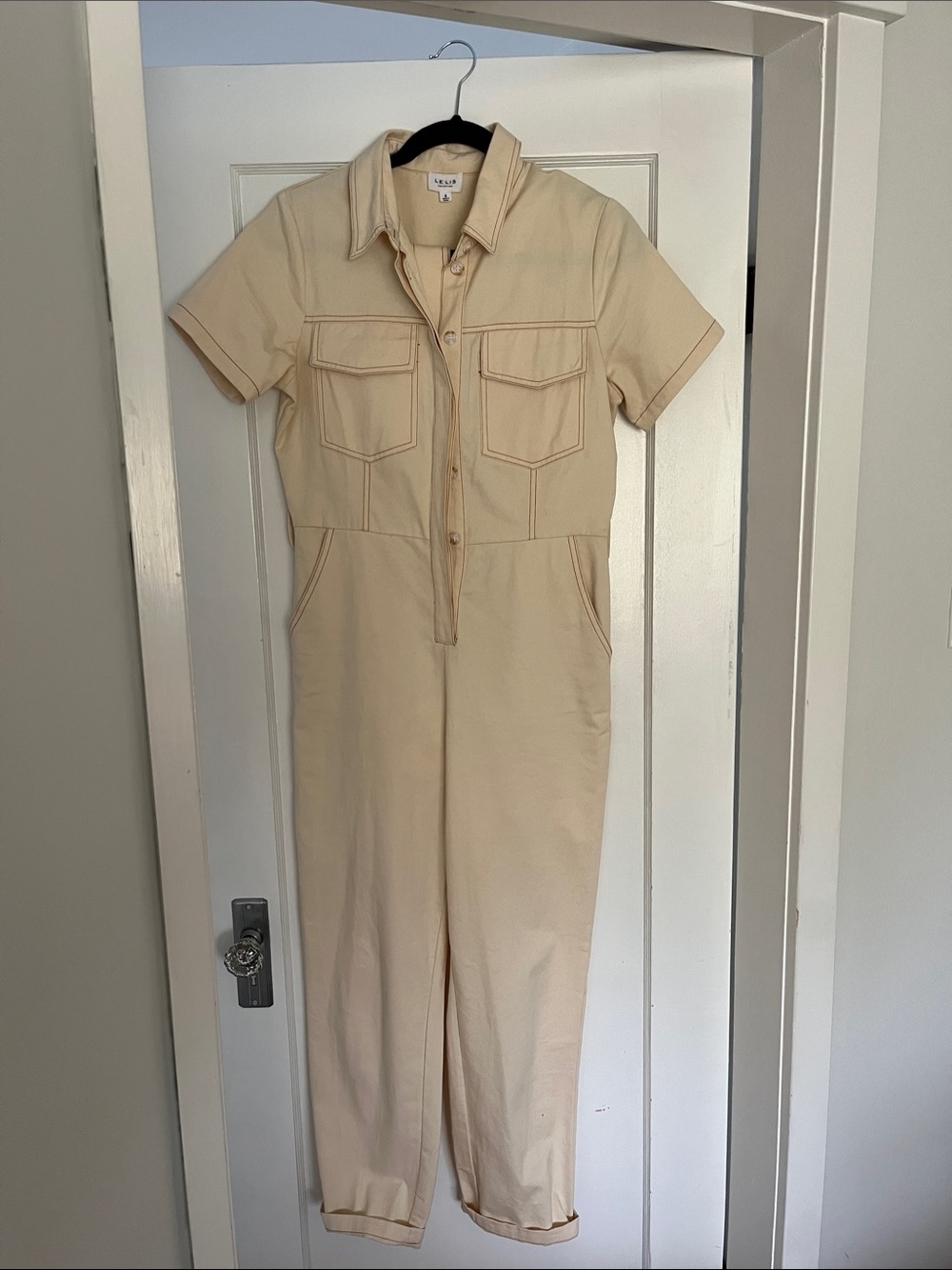 Rails Cream Short-Sleeve Utility Jumpsuit